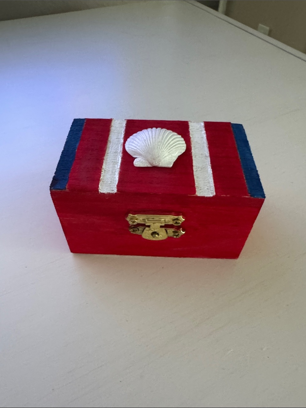 Patriotic  Seashell Embellished Trinket Box